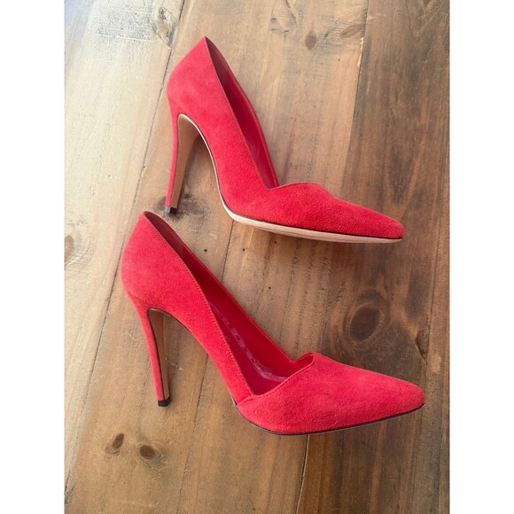 Alice + Olivia Red Suede Heels- Size 8 - Picture 5 of 6